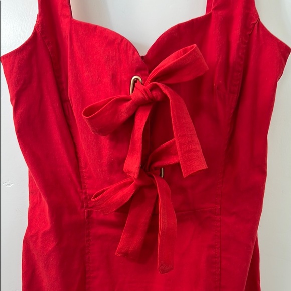 Anthropologie Red Sweetheart bow dress size M, mermaid cut, flared bottom - Picture 6 of 7